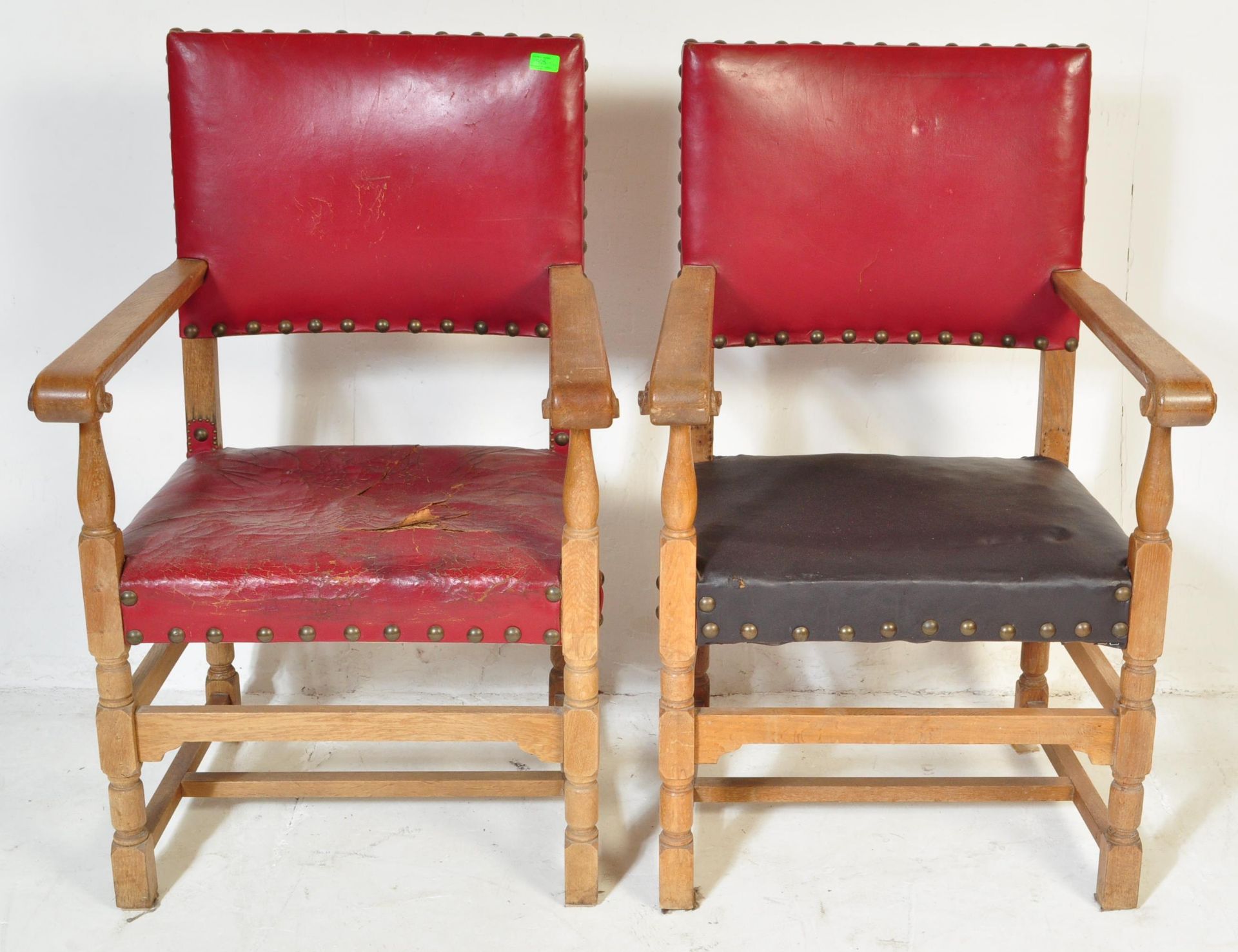 SET OF 6 OAK & LEATHER CROMWELLIAN DINING CHAIRS - Image 5 of 7
