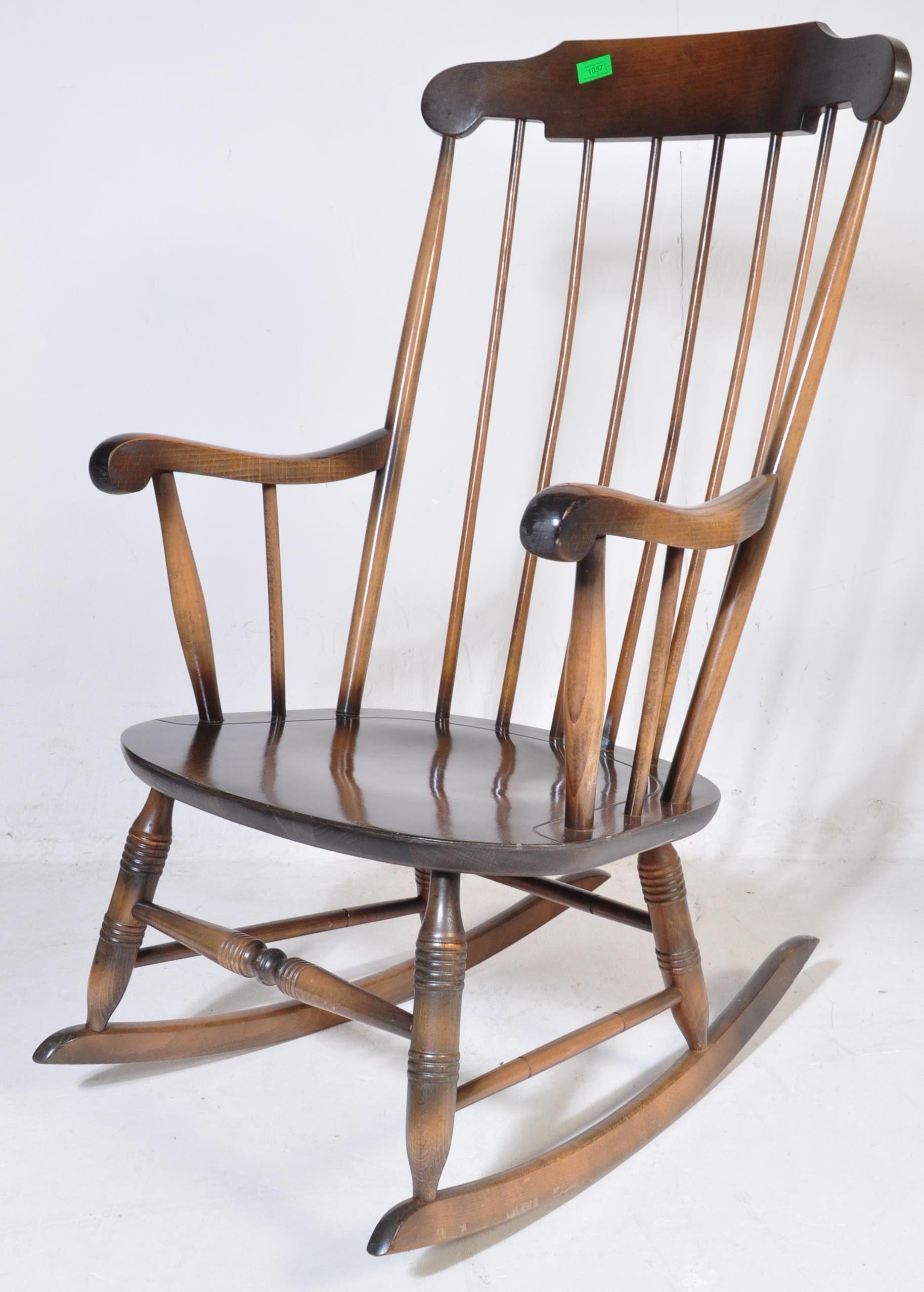 PAIR OF VICTORIAN STYLE ROCKING CHAIRS WINDSOR ARMCHAIRS - Image 3 of 5