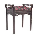 VICTORIAN EBONISED MAHOGANY PIANO STOOL SEAT