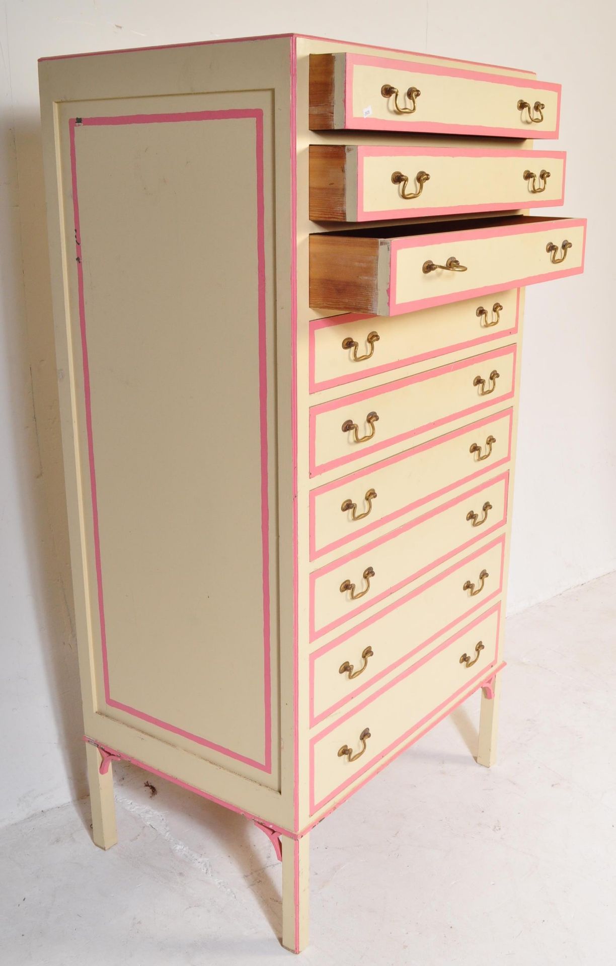 RETRO WOODEN PAINTED CHEST OF DRAWERS TALLBOY - Image 2 of 5