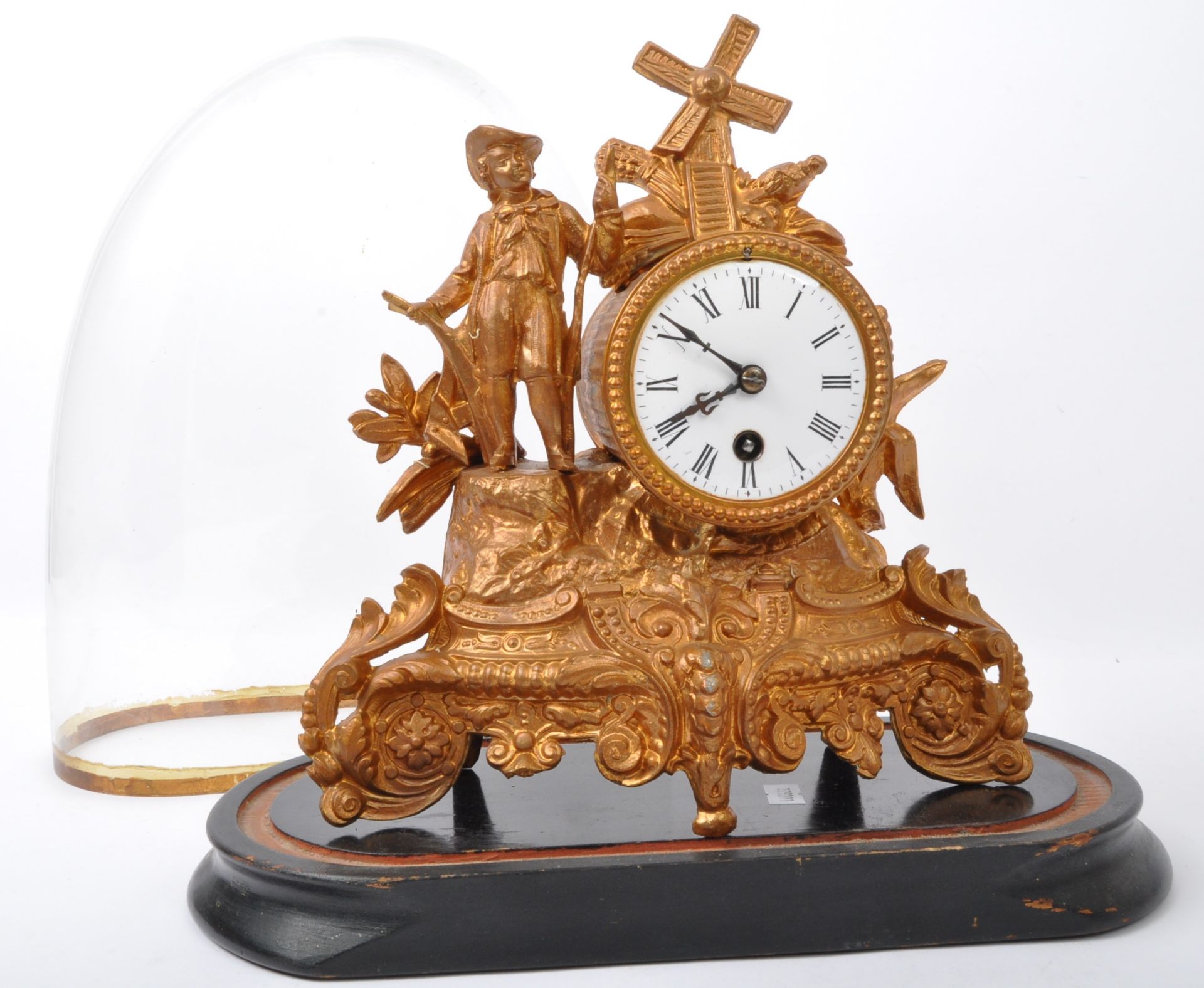 19TH CENTURY FRENCH 24HR MANTEL CLOCK & GLASS DOME - Image 2 of 5