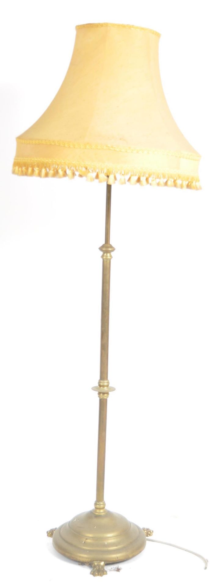 19TH CENTURY VICTORIAN BRASS HAIRY PAW FEET STANDARD LAMP