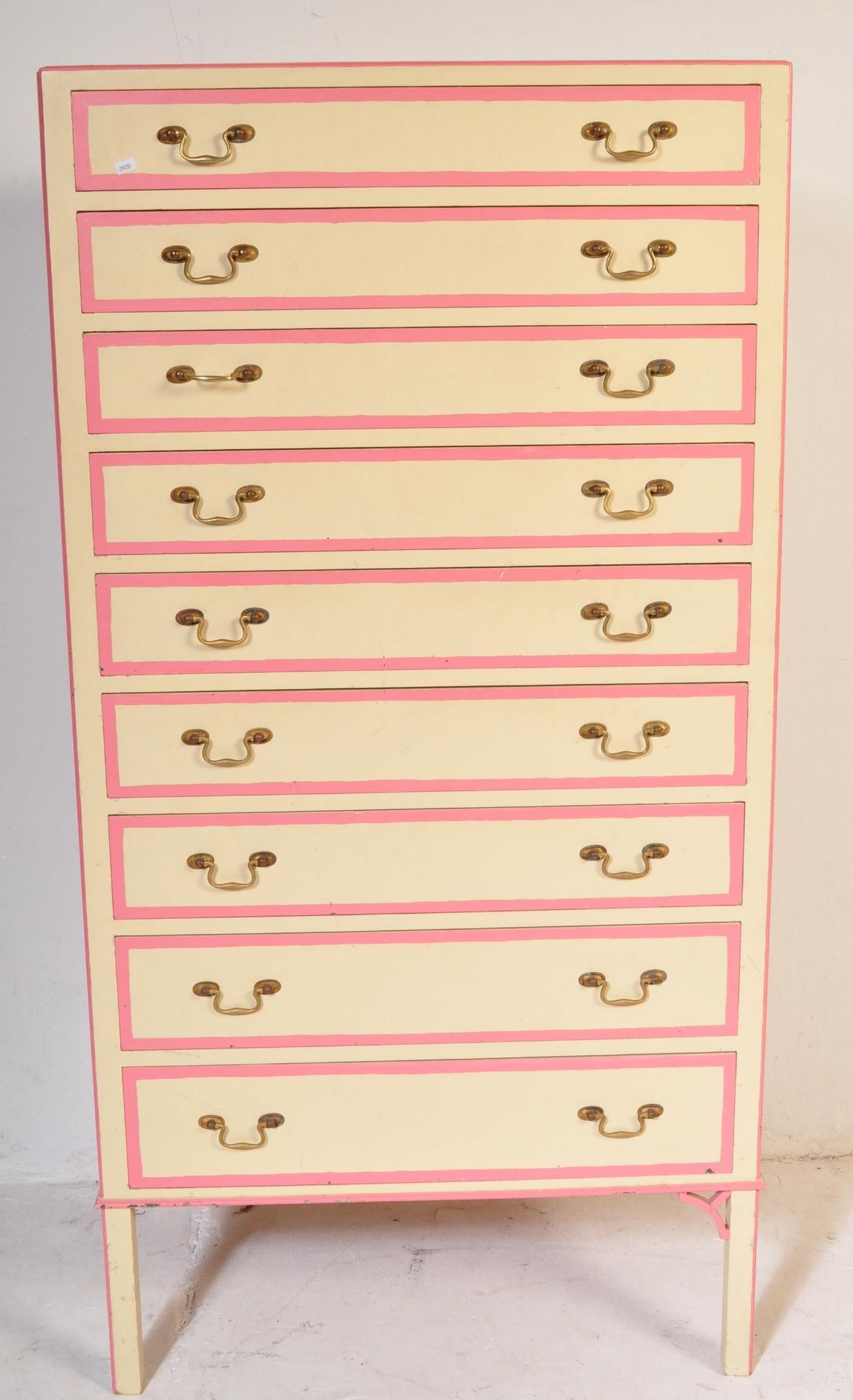 RETRO WOODEN PAINTED CHEST OF DRAWERS TALLBOY - Image 3 of 5