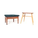 RETRO VINTAGE TEAK & UPHOLSTERED PIANO STOOL