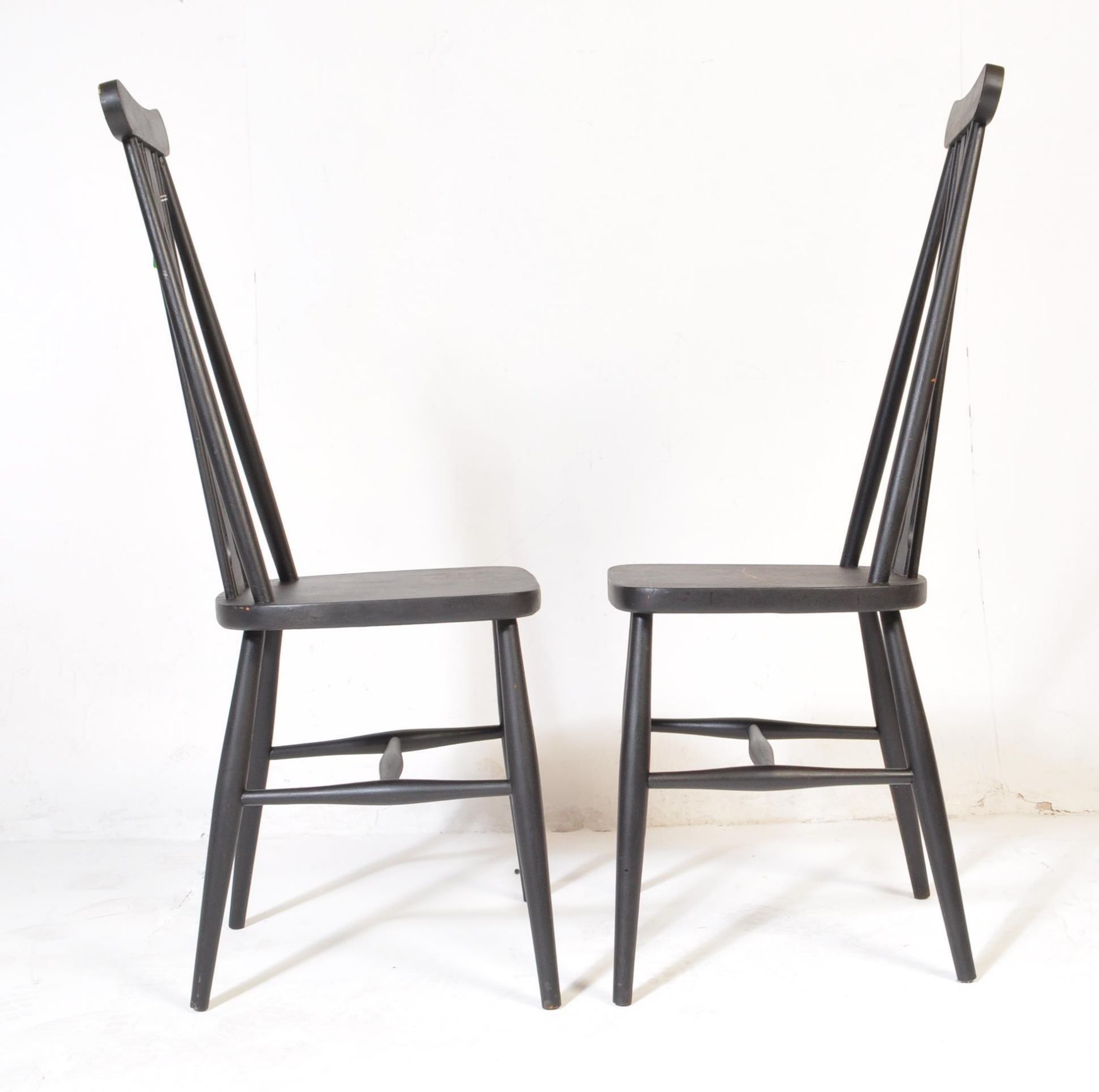 PAIR OF RETRO PAINTED WOOD HIGH BACK CHAIRS - ERCOL MANNER - Image 2 of 4