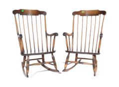 PAIR OF VICTORIAN STYLE ROCKING CHAIRS WINDSOR ARMCHAIRS