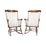 PAIR OF VICTORIAN STYLE ROCKING CHAIRS WINDSOR ARMCHAIRS