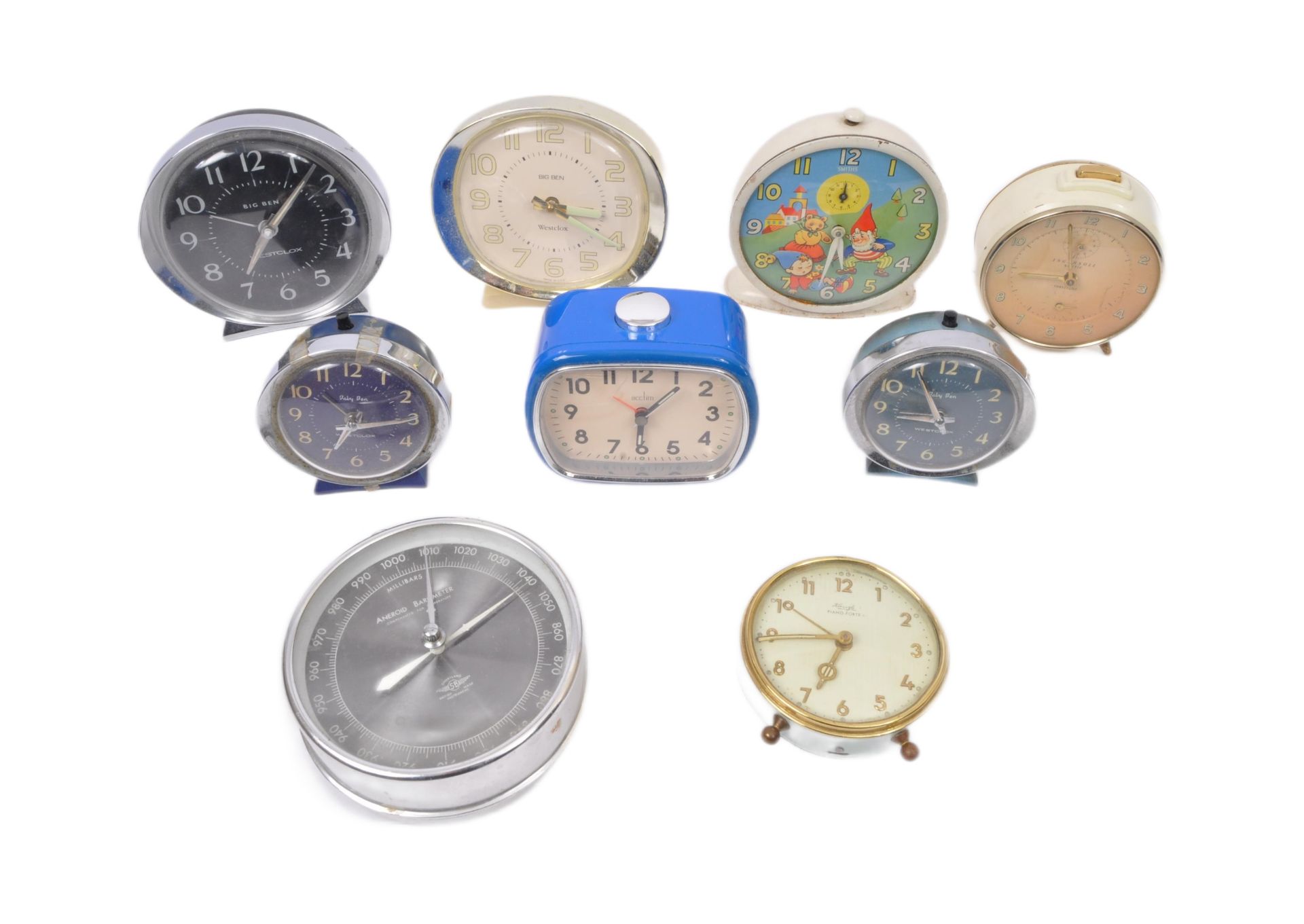 COLLECTION OF RETRO VINTAGE 20TH CENTURY ALARM CLOCKS