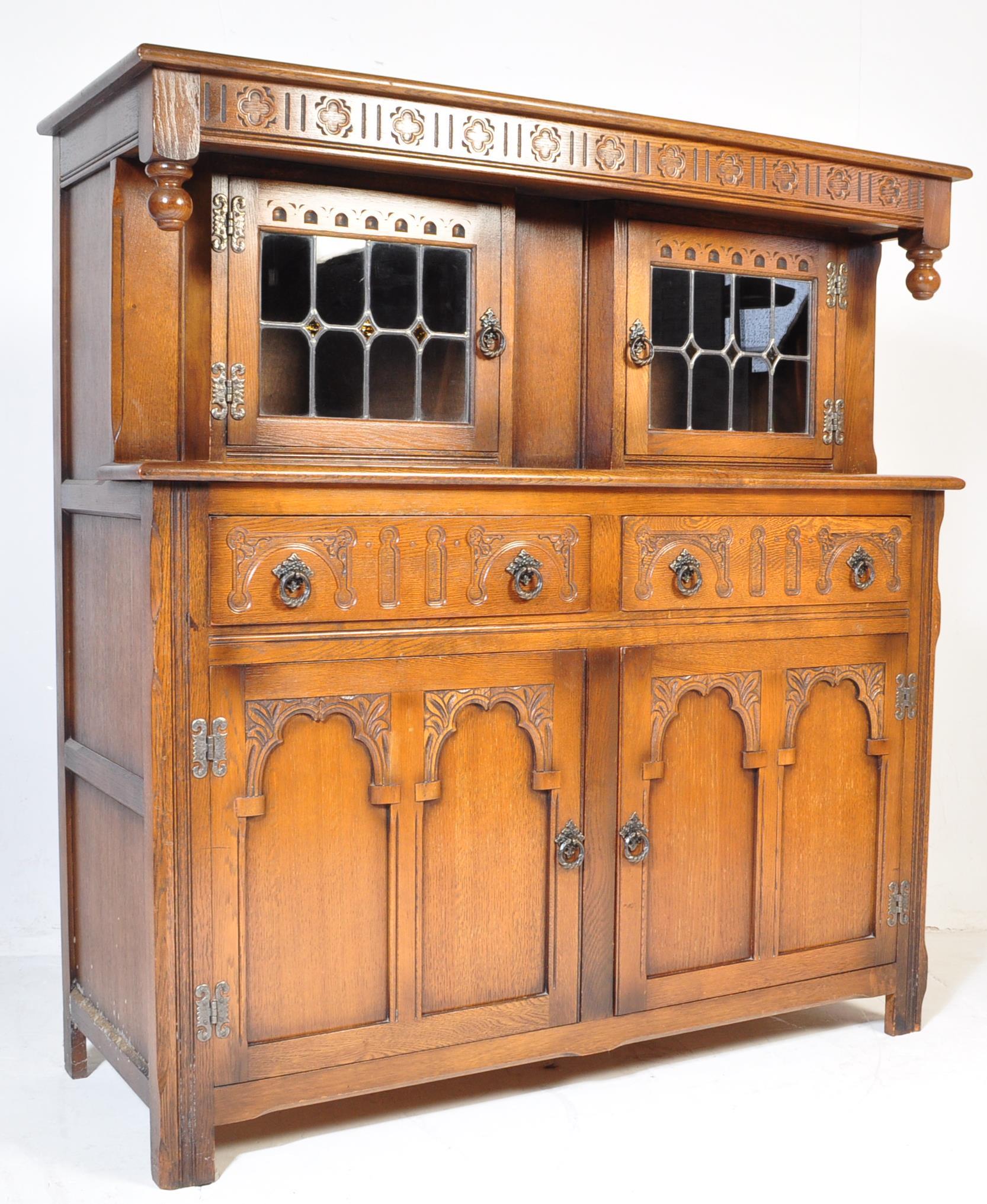 OLD CHARM WOOD BROS - SOLID OAK COURT CUPBOARD SIDEBOARD