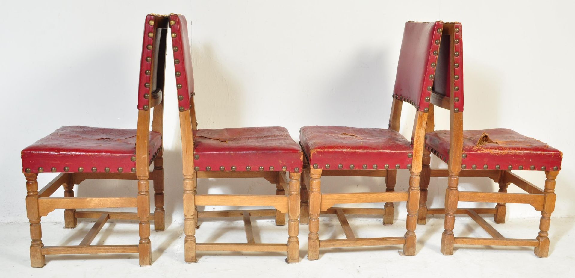 SET OF 6 OAK & LEATHER CROMWELLIAN DINING CHAIRS - Image 4 of 7