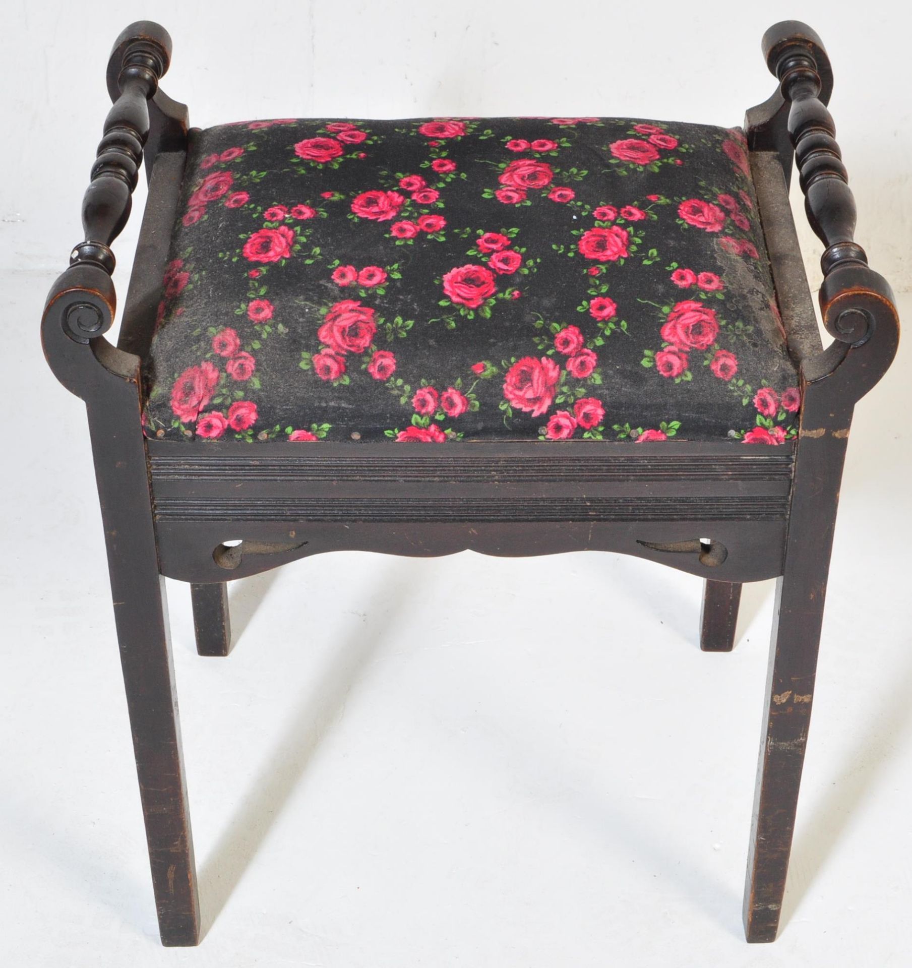 VICTORIAN EBONISED MAHOGANY PIANO STOOL SEAT - Image 4 of 5