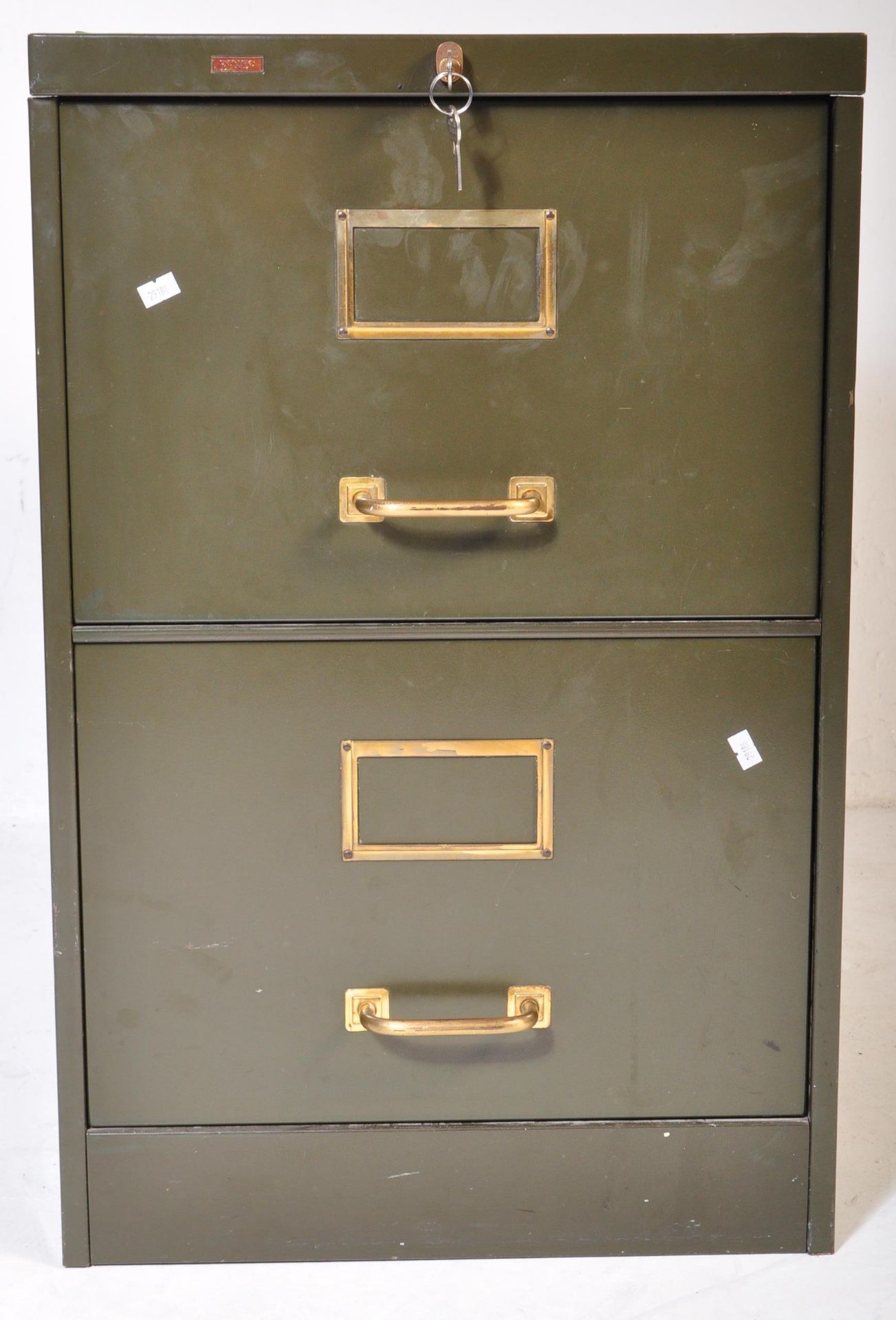 MID 20TH CENTURY GREEN TWO DRAWER FILING CABINET - Image 3 of 5