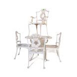 20TH CENTURY COALBROOKDALE CAST METAL GARDEN TABLE & CHAIRS