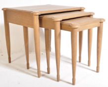 20TH CENTURY RETRO OAK WOOD NEST OF GRADUATING TABLES