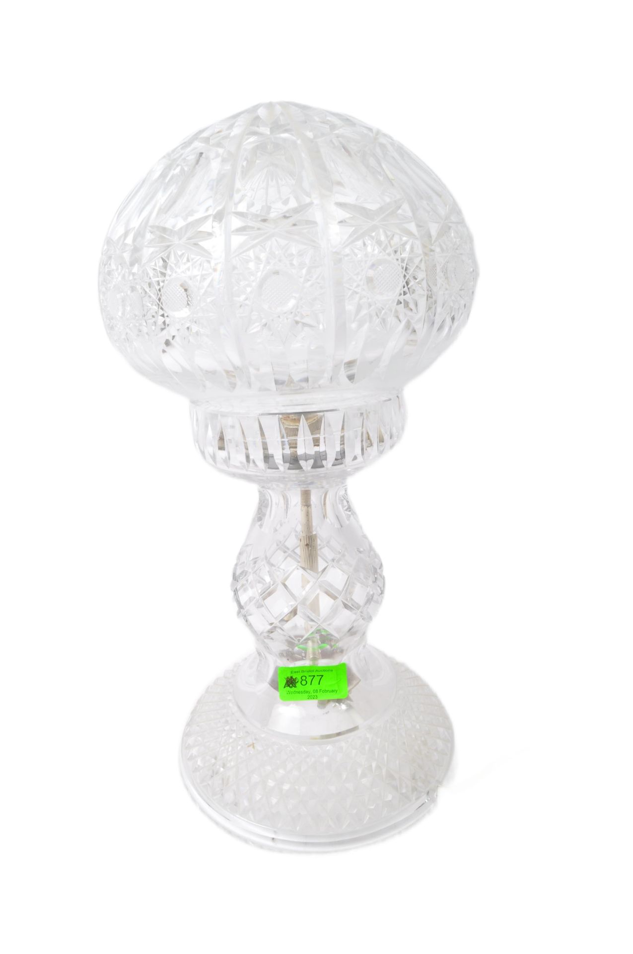 20TH CENTURY CUT GLASS MUSHROOM LAMP