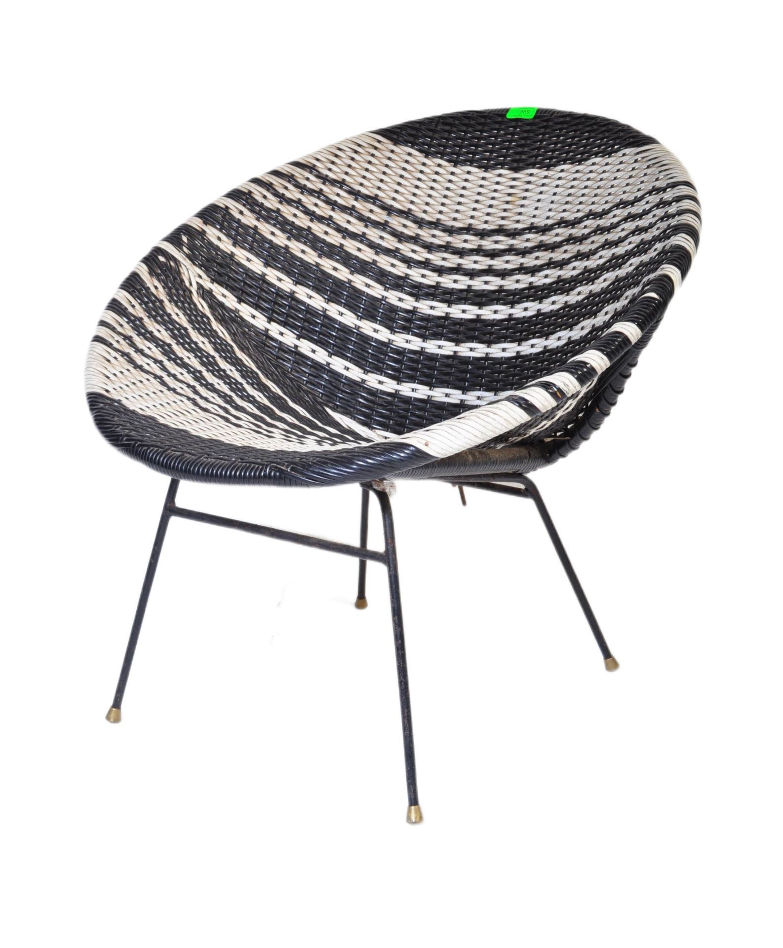 RETRO CIRCA 1960S BLACK & WHITE WOVEN SATELLITE CHAIR