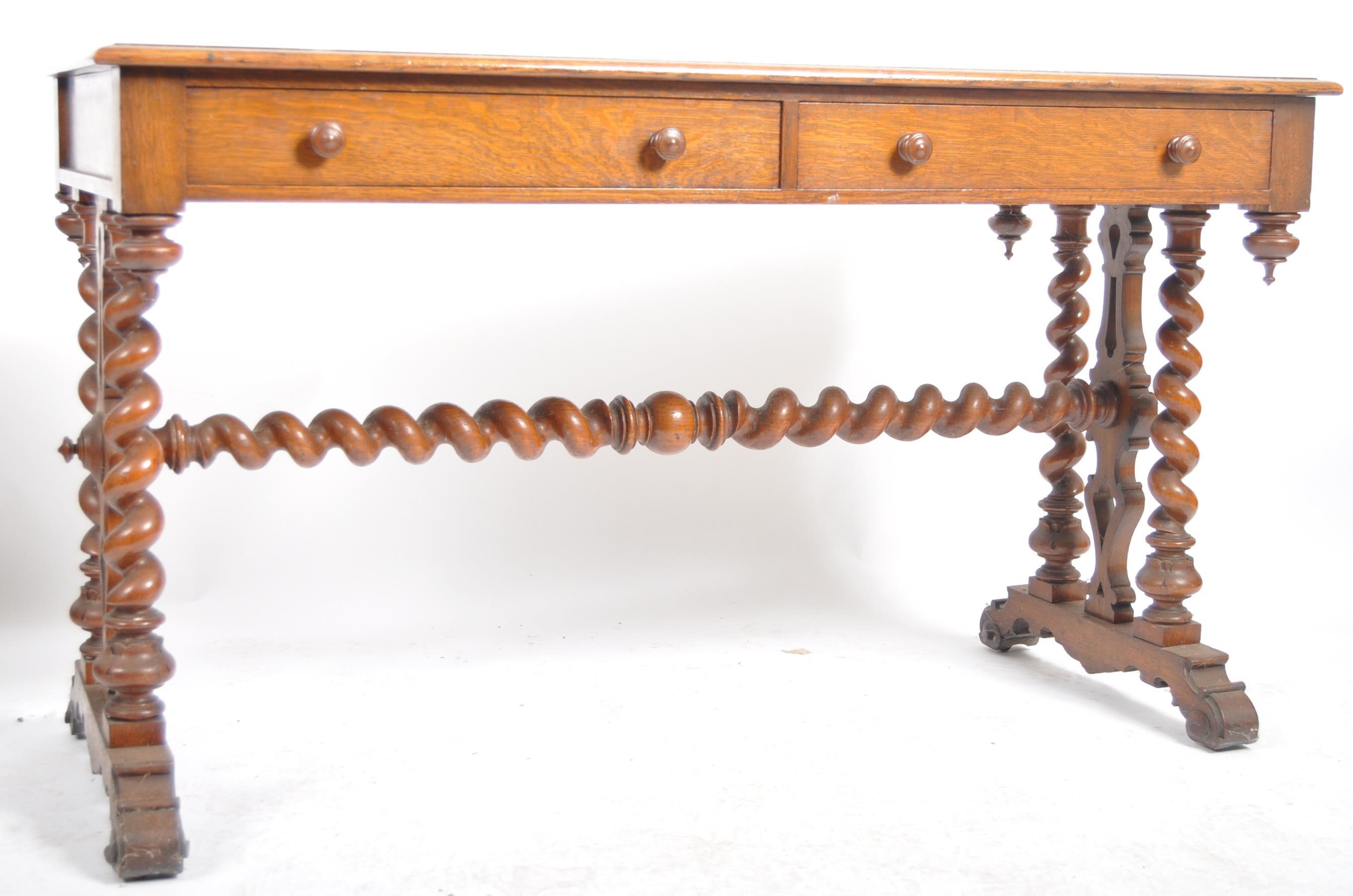 VICTORIAN 19TH CENTURY OAK WRITING TABLE LIBRARY DESK