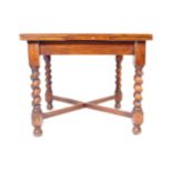 EARLY 20TH CENTURY OAK BARLEY TWIST DRAW LEAF TABLE