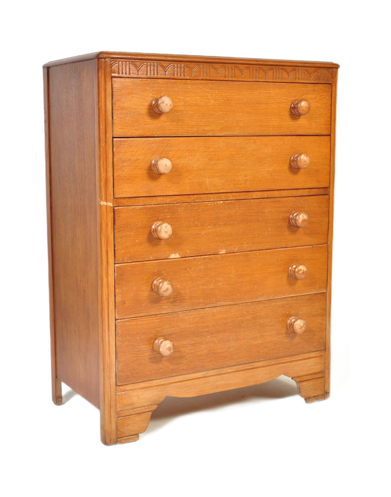 VINTAGE CIRCA 1940S LIGHT OAK CHEST OF DRAWERS