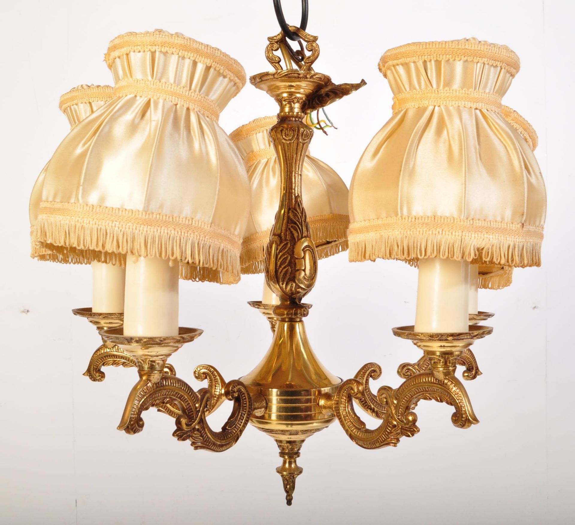 PAIR OF 20TH CENTURY BRASS CHANDELIERS & WALL LIGHTS - Image 3 of 4