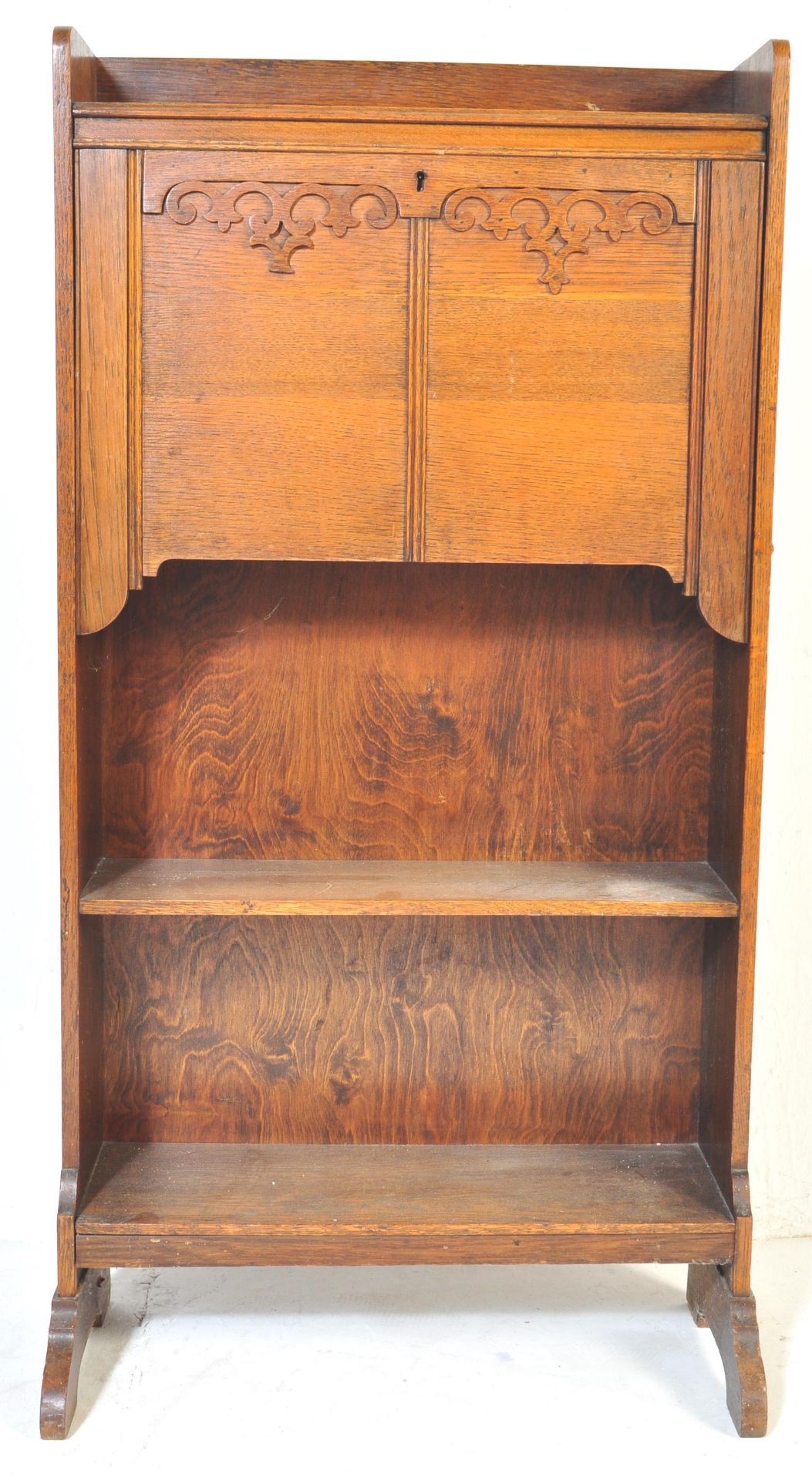 ARTS & CRAFT EARLY 20TH CENTURY OAK STUDENT BOOKCASE BUREAU - Image 3 of 6