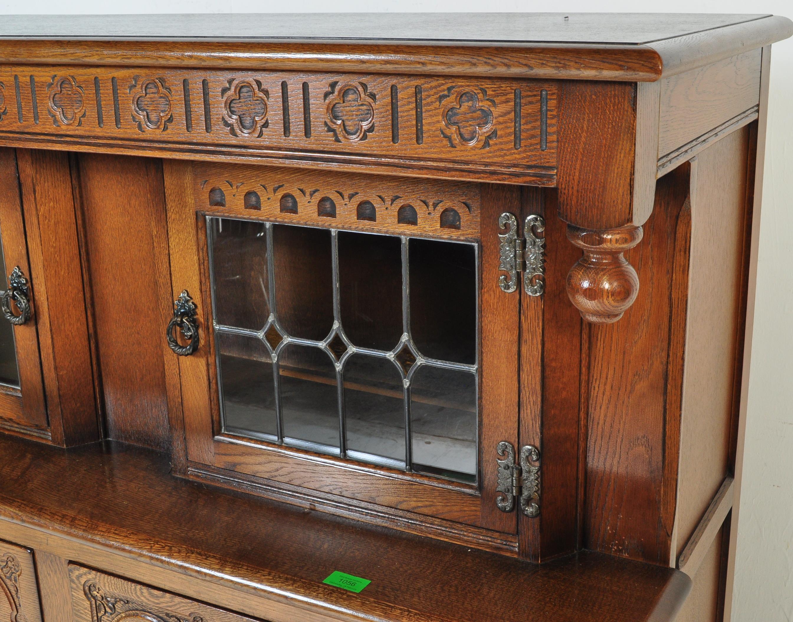 OLD CHARM WOOD BROS - SOLID OAK COURT CUPBOARD SIDEBOARD - Image 7 of 7