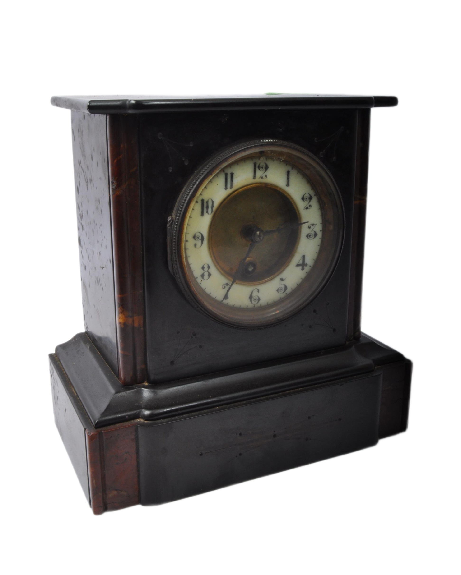 VICTORIAN 19TH CENTURY SLATE & MARBLE 24HR MANTEL CLOCK - Image 2 of 6