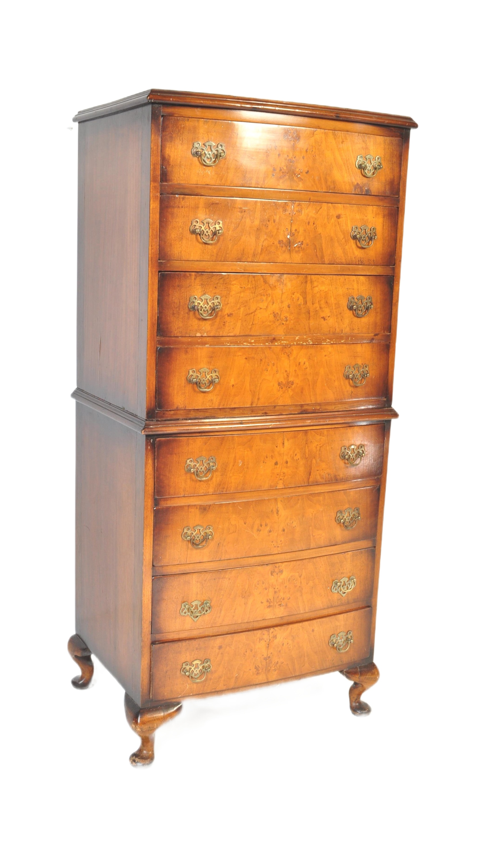 VINTAGE QUEEN ANNE REVIVAL ATTIC CHEST OF DRAWERS