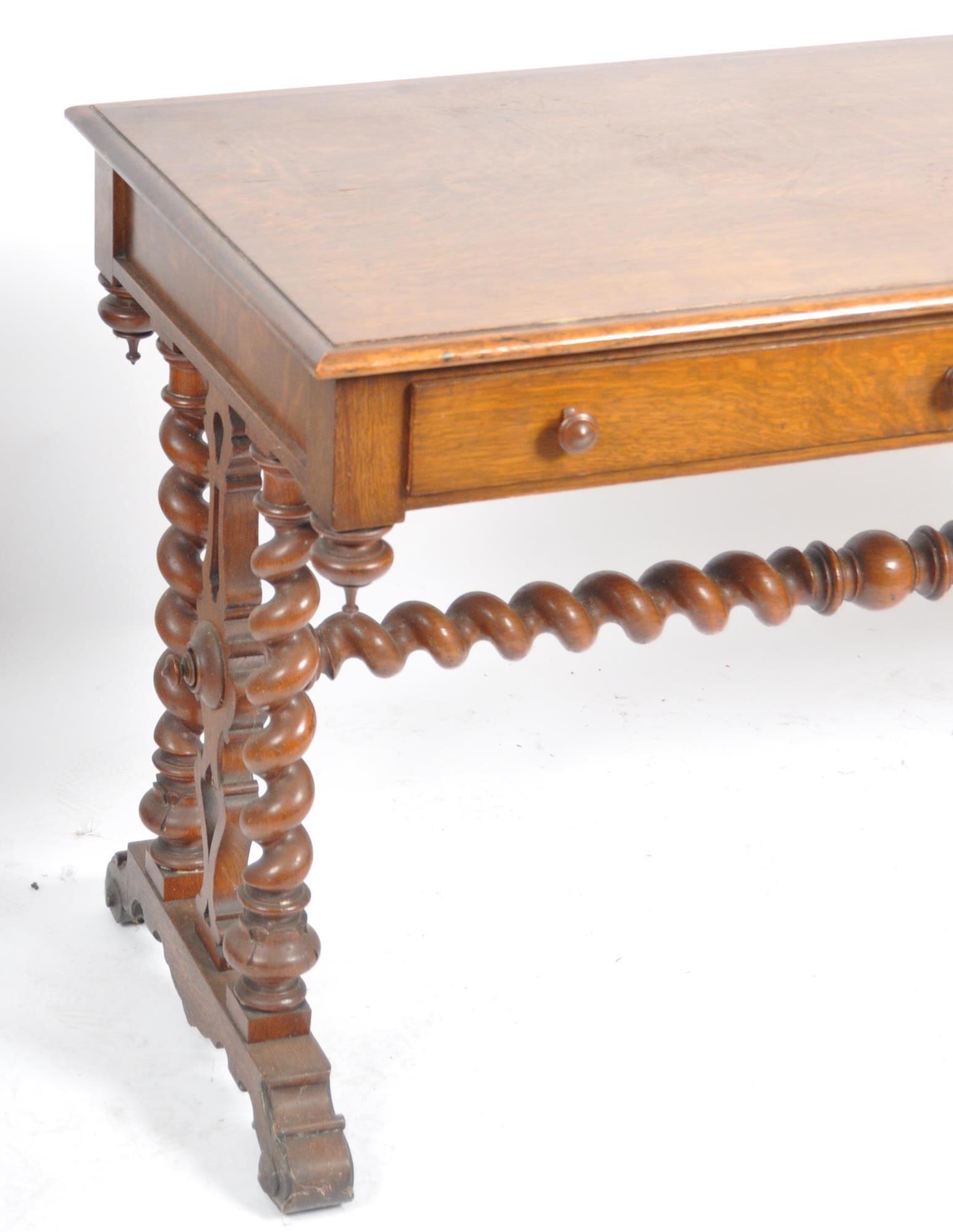 VICTORIAN 19TH CENTURY OAK WRITING TABLE LIBRARY DESK - Image 7 of 8