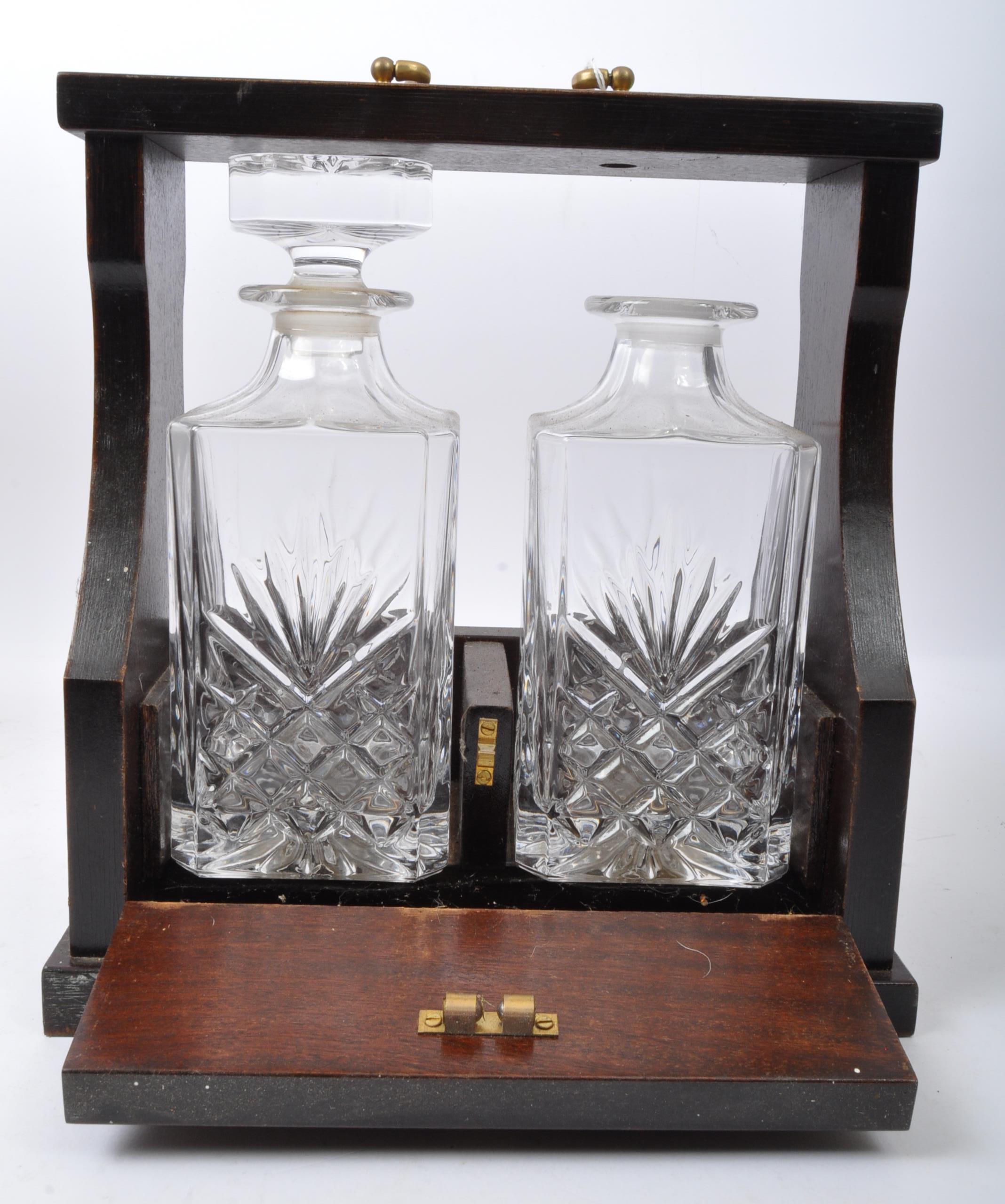 PAIR OF MAHOGANY BRASS BOUND DECANTER TANTATLUS - Image 2 of 4