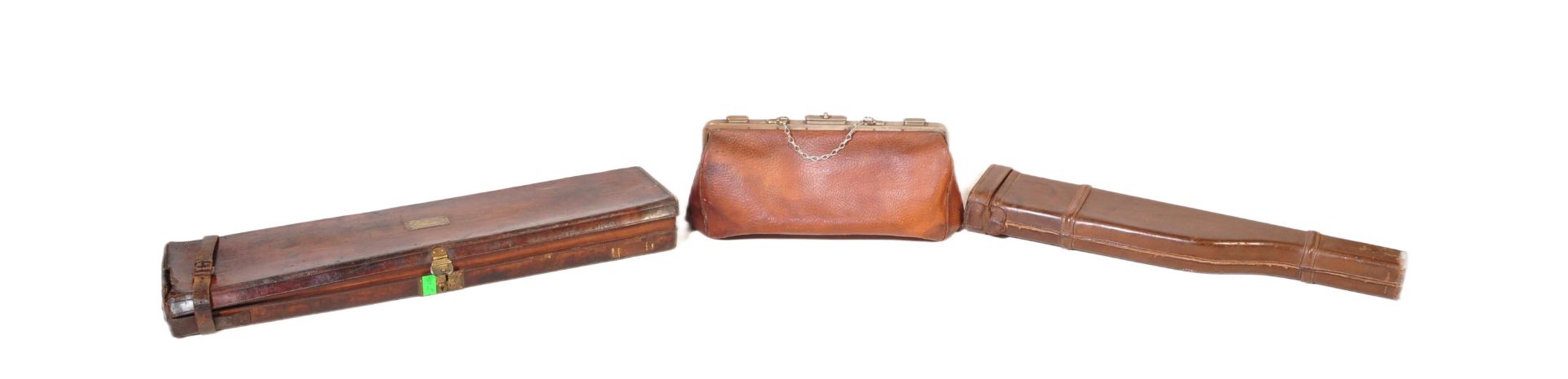 VICTORIAN MONOGRAMMED LEATHER GUN CASE T/W TWO OTHERS