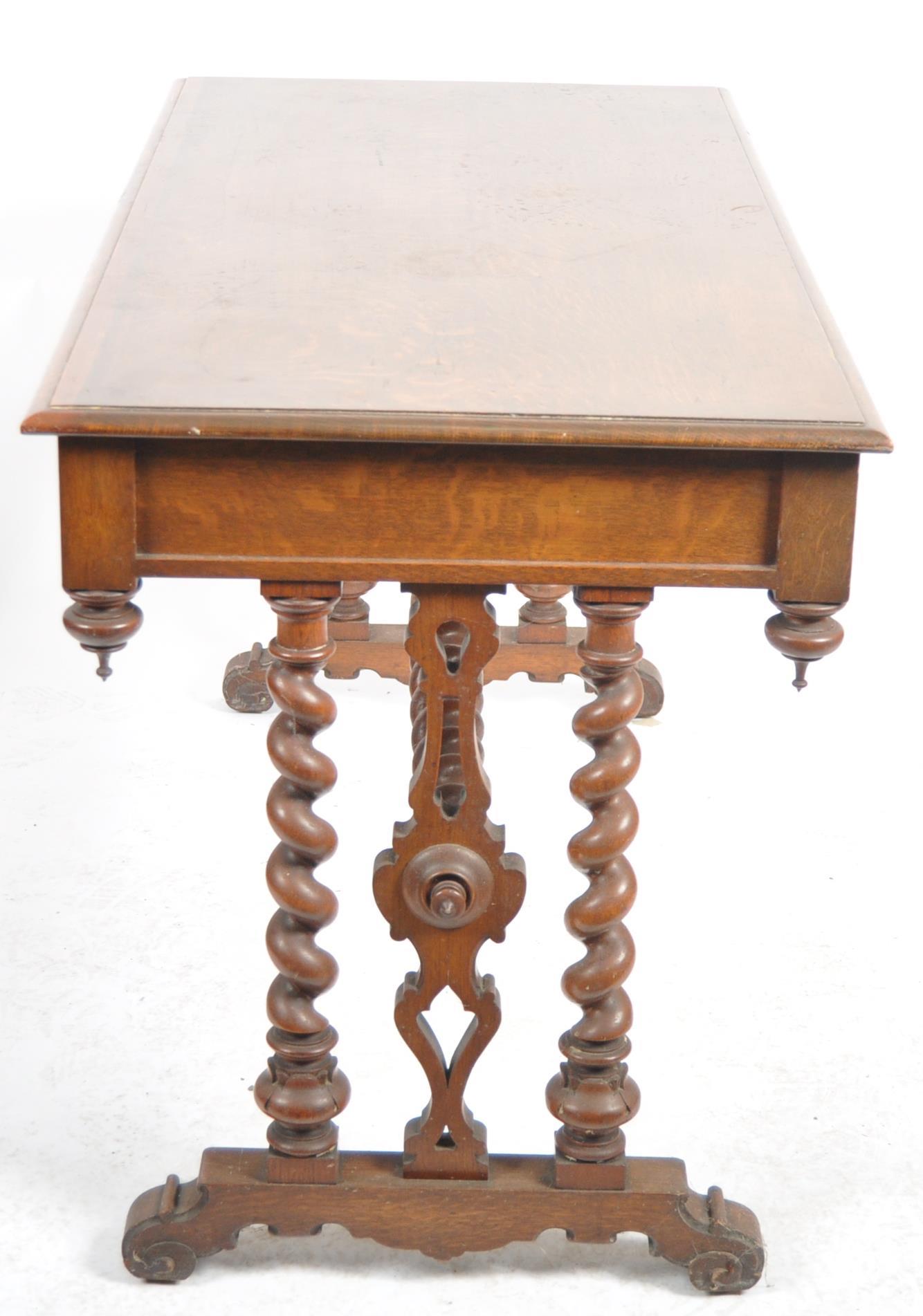VICTORIAN 19TH CENTURY OAK WRITING TABLE LIBRARY DESK - Image 8 of 8
