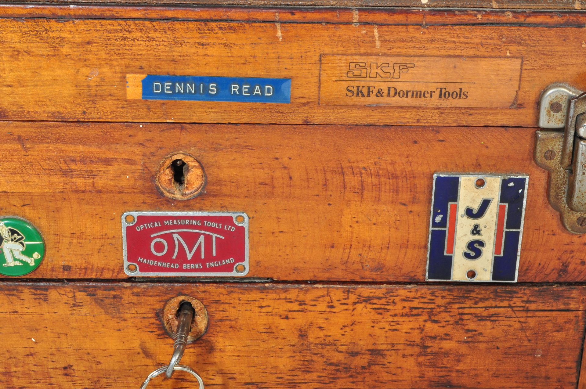 20TH CENTURY WOODEN ENGINEERS TOOL BOX - Image 4 of 5