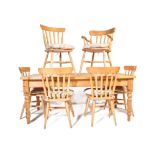 20TH CENTURY PINE KITCHEN REFECTORY DINING TABLE & CHAIRS