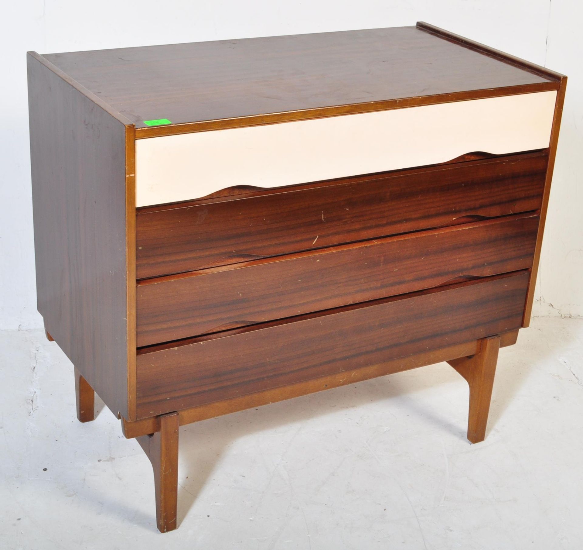 MID CENTURY TEAK WOOD TWO TONE CHEST OF DRAWERS - Image 2 of 4