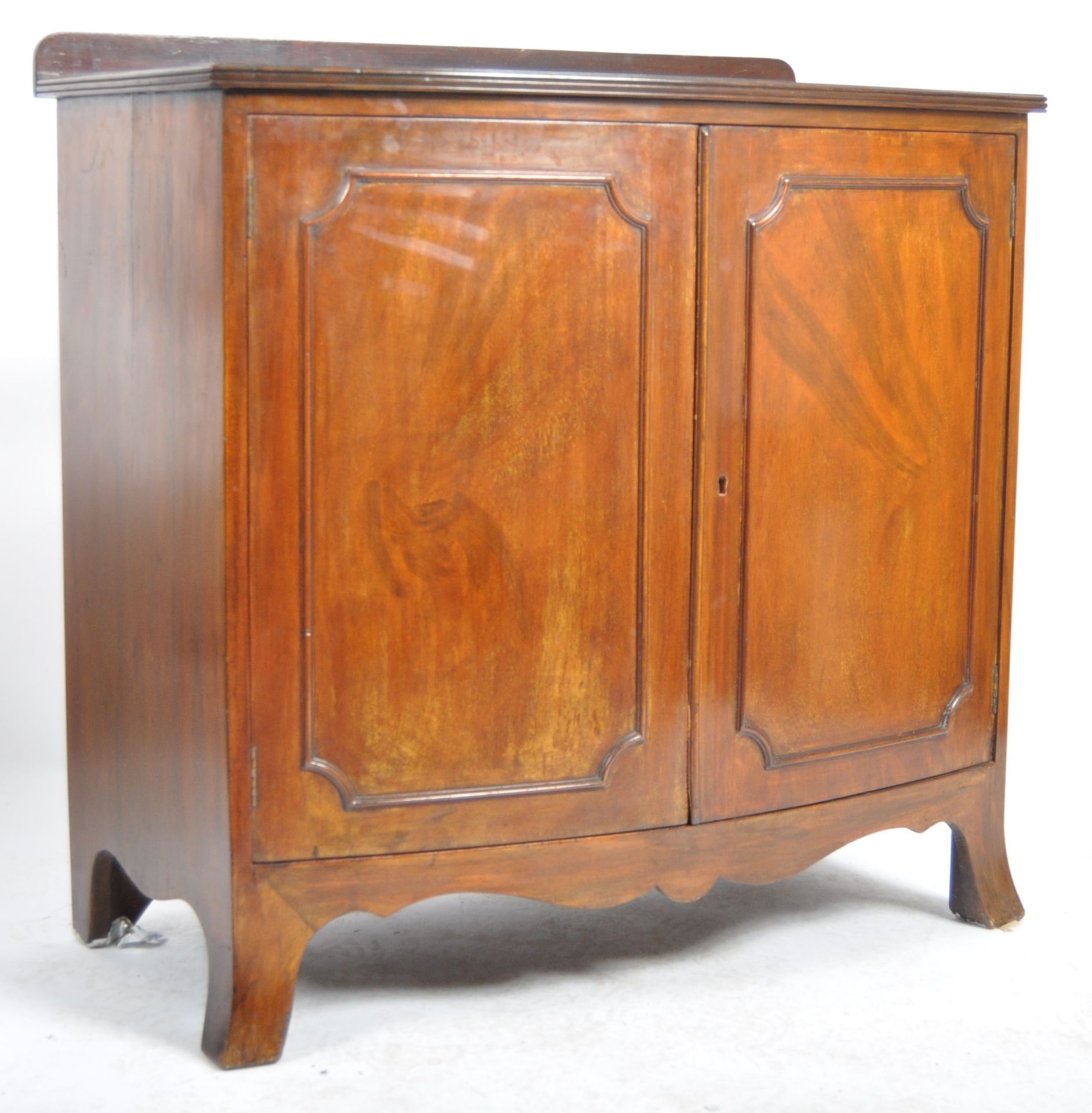 EDWARDIAN MAHOGANY BOW FRONT SIDEBOARD CABINET