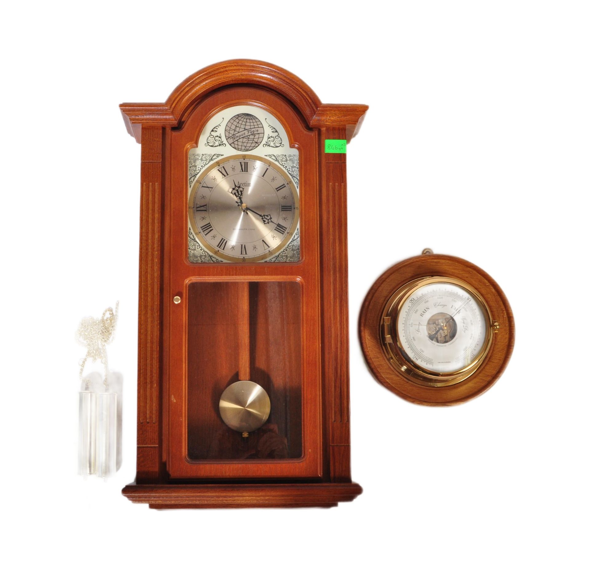 20TH CENTURY KELVIN HUGHES BAROMETER T/W WALL CLOCK