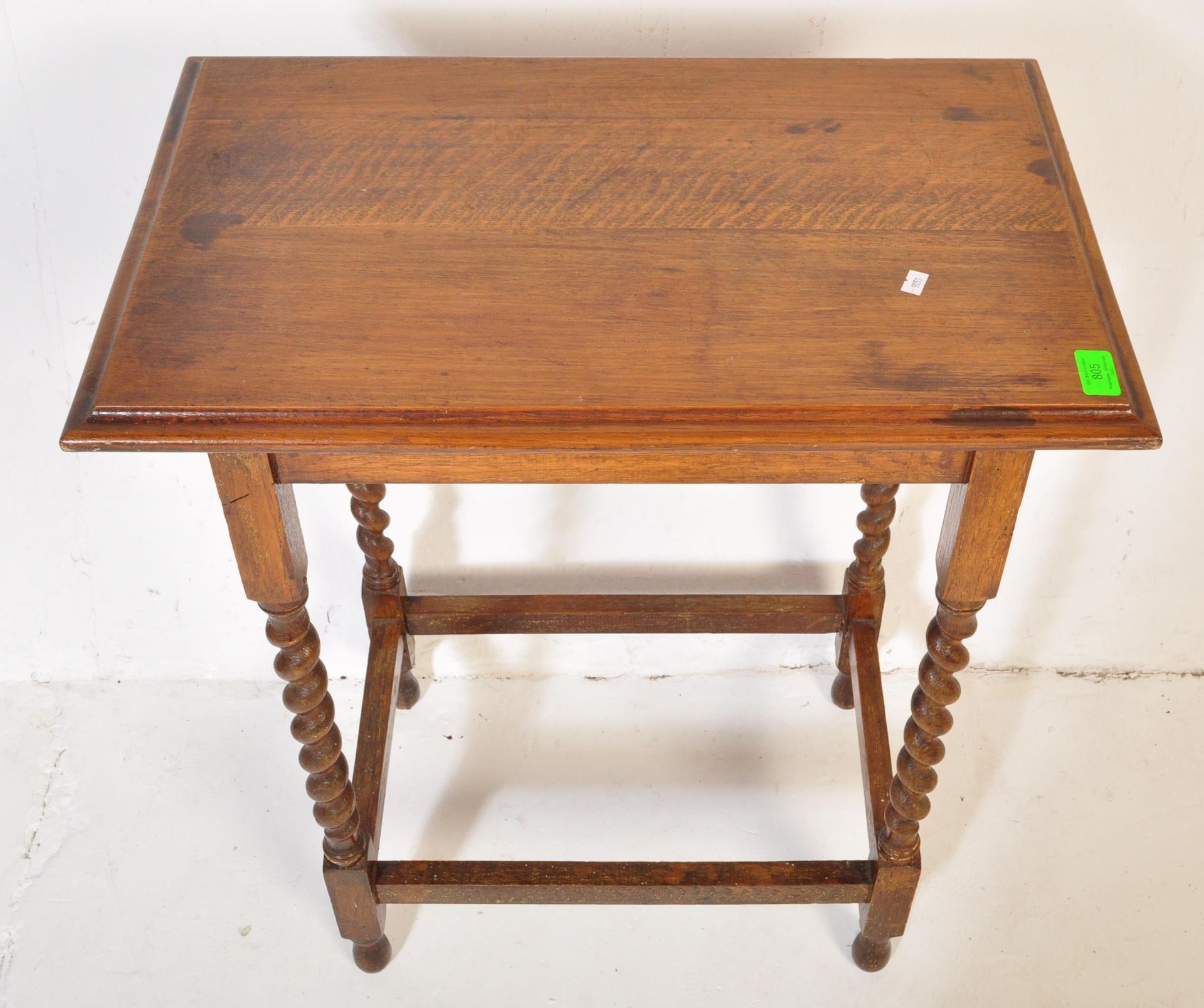 EARLY 20TH CENTURY BARELY TWIST OAK OCCASIONAL SIDE HALL TABLE - Image 3 of 5