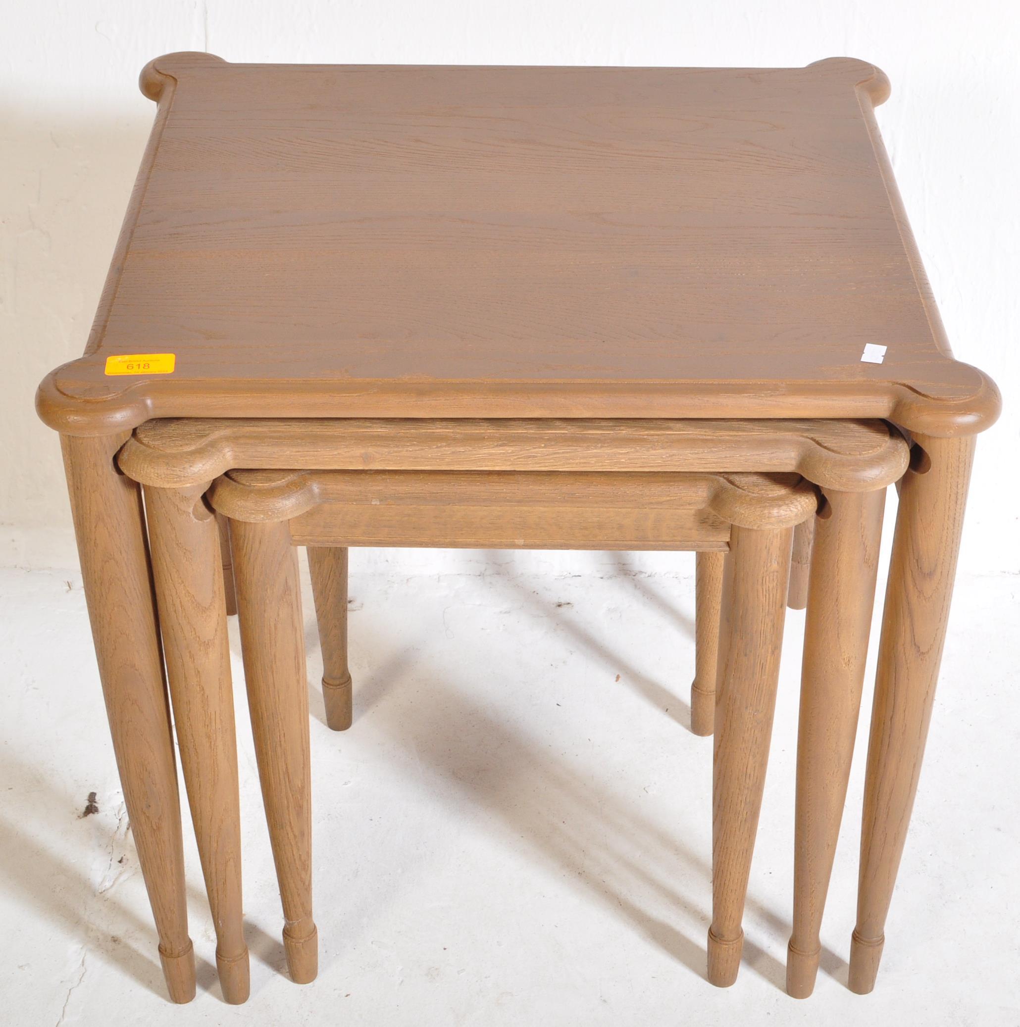 20TH CENTURY RETRO OAK WOOD NEST OF GRADUATING TABLES - Image 4 of 5