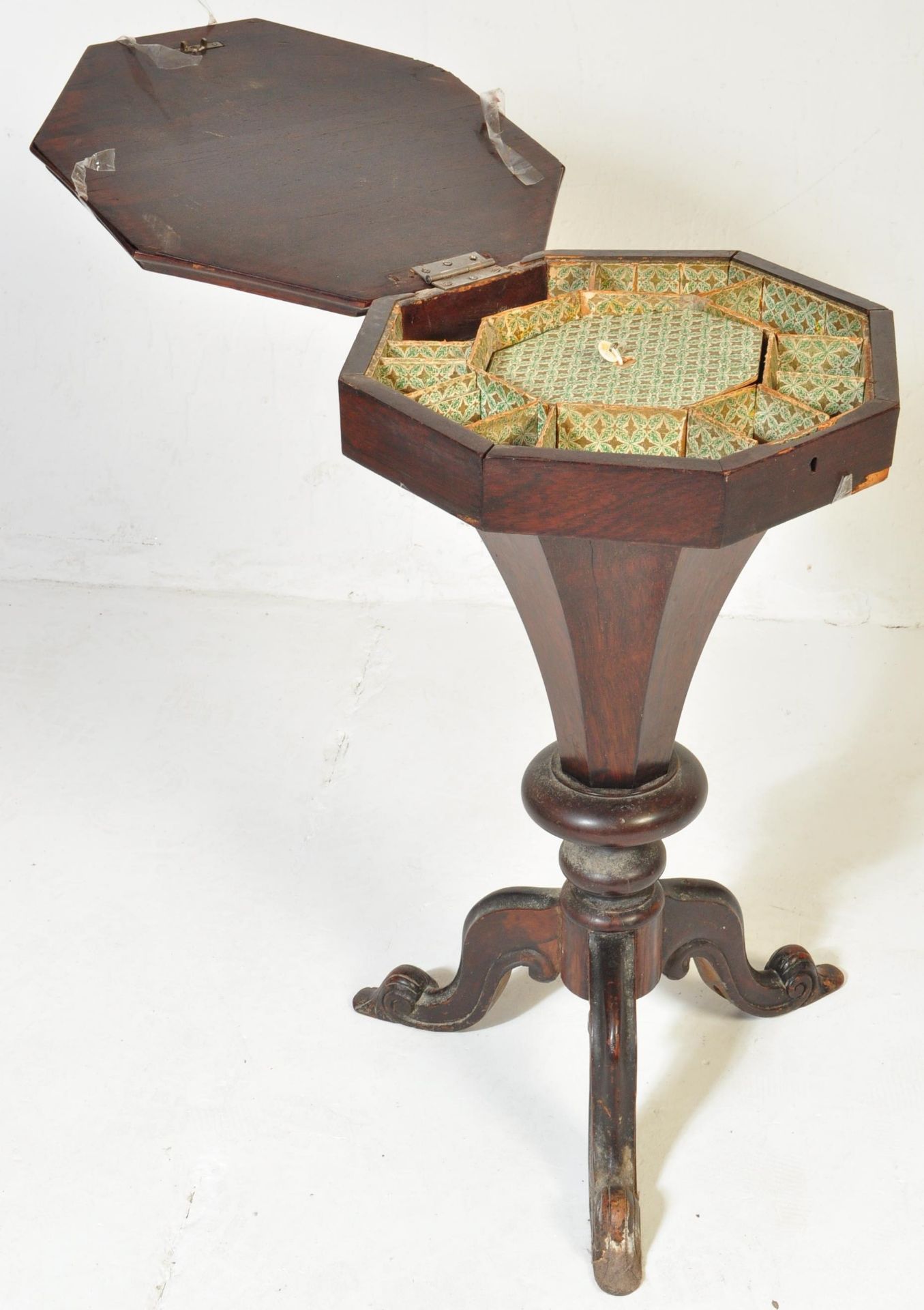 VICTORIAN 19TH CENTURY MARQUETRY INLAID WORK BOX TABLE - Image 3 of 7