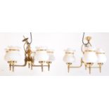 PAIR OF 20TH CENTURY BRASS CEILING LIGHTS WITH SHADES