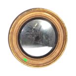 19TH CENTURY REGENCY GILT WOOD CONVEX WALL MIRROR