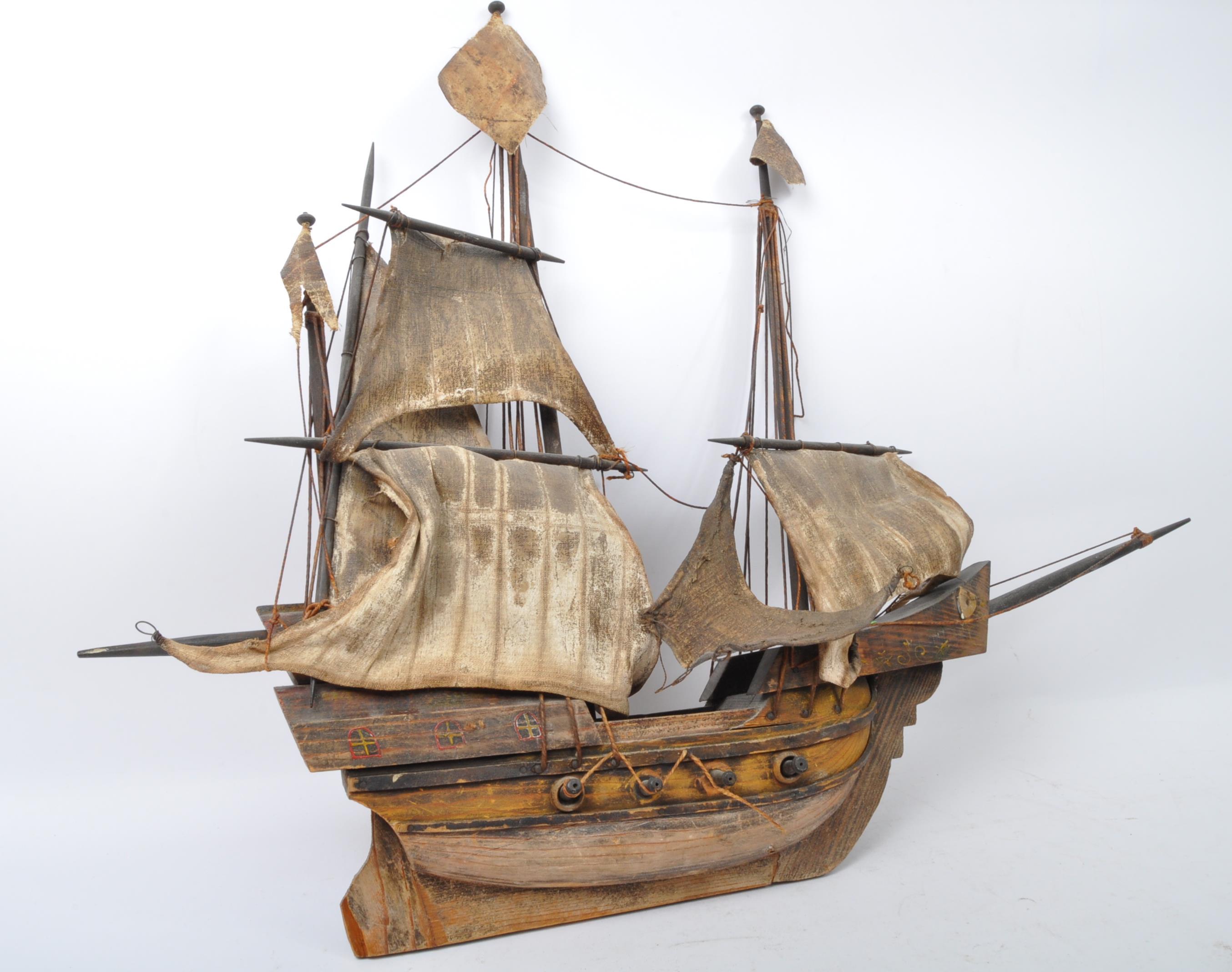 20TH CENTURY WOODEN SCRATCH BUILT MODEL BOAT - Image 4 of 5