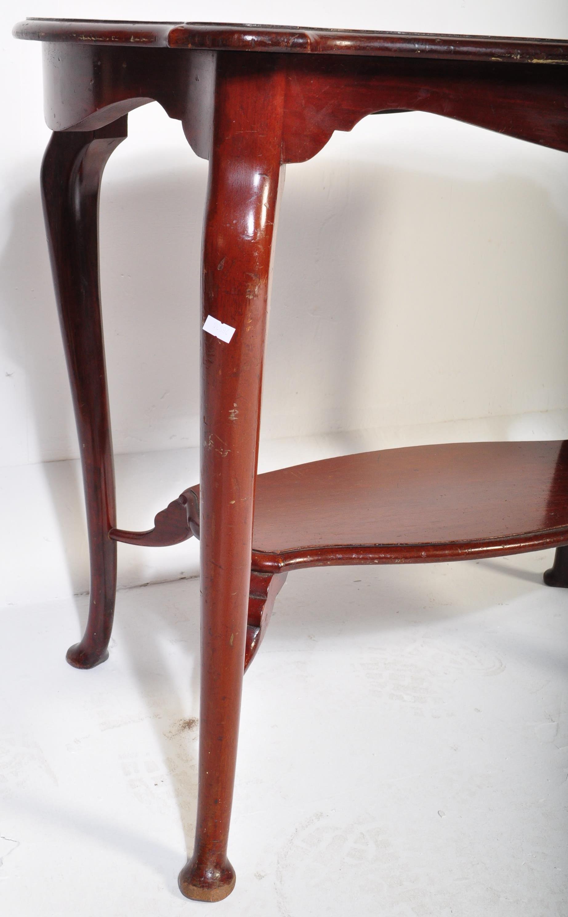 EDWARDIAN INLAID SIDE TABLE & QUEEN ANNE STYLE FOOTSTOOL - Image 5 of 5