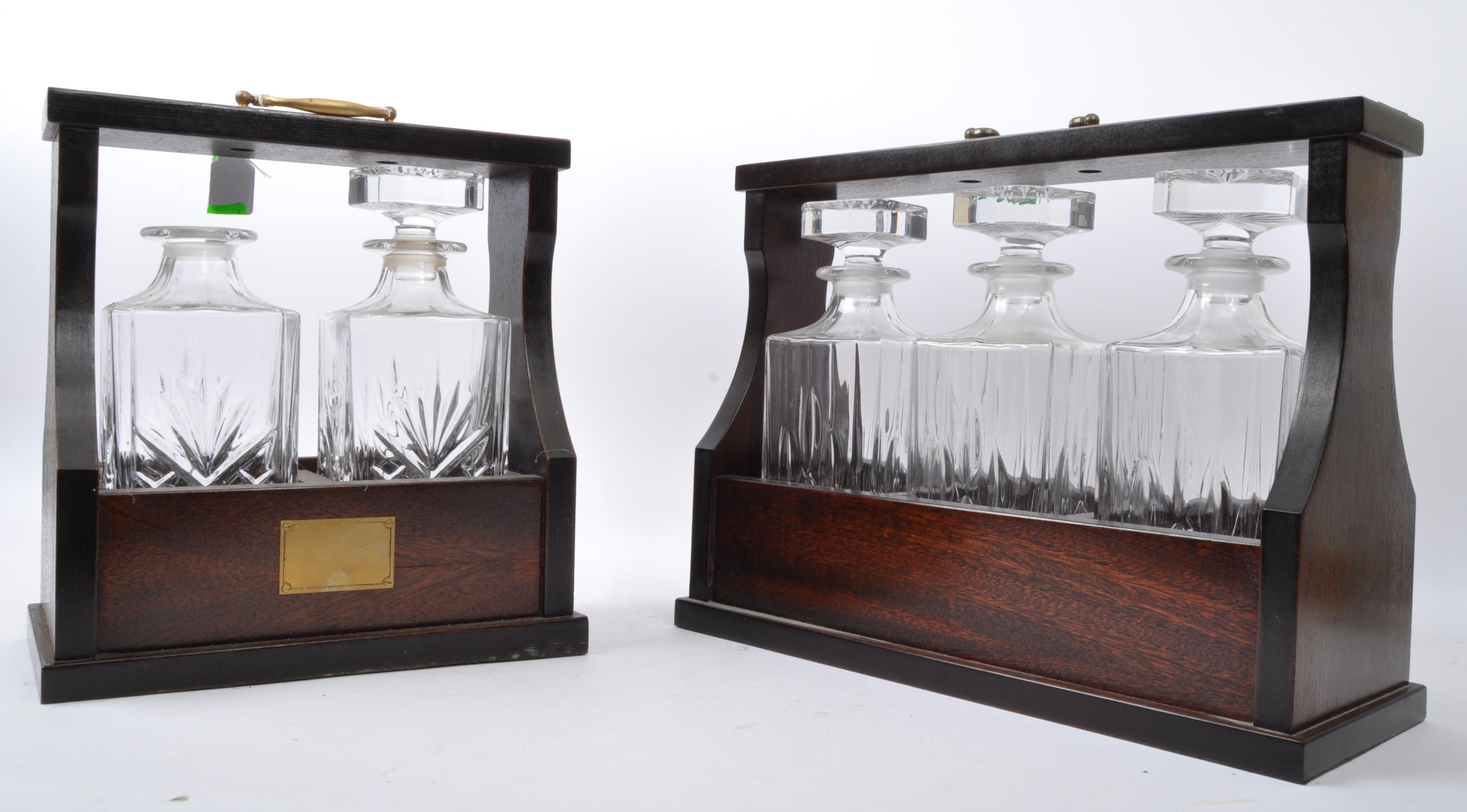 PAIR OF MAHOGANY BRASS BOUND DECANTER TANTATLUS - Image 4 of 4