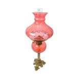 19TH CENTURY VICTORIAN CRANBERRY GLASS OIL LAMP