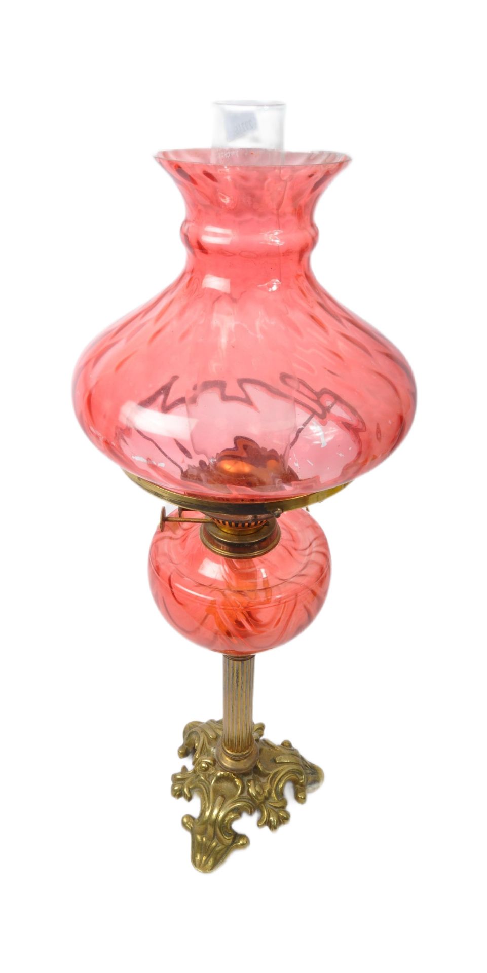19TH CENTURY VICTORIAN CRANBERRY GLASS OIL LAMP