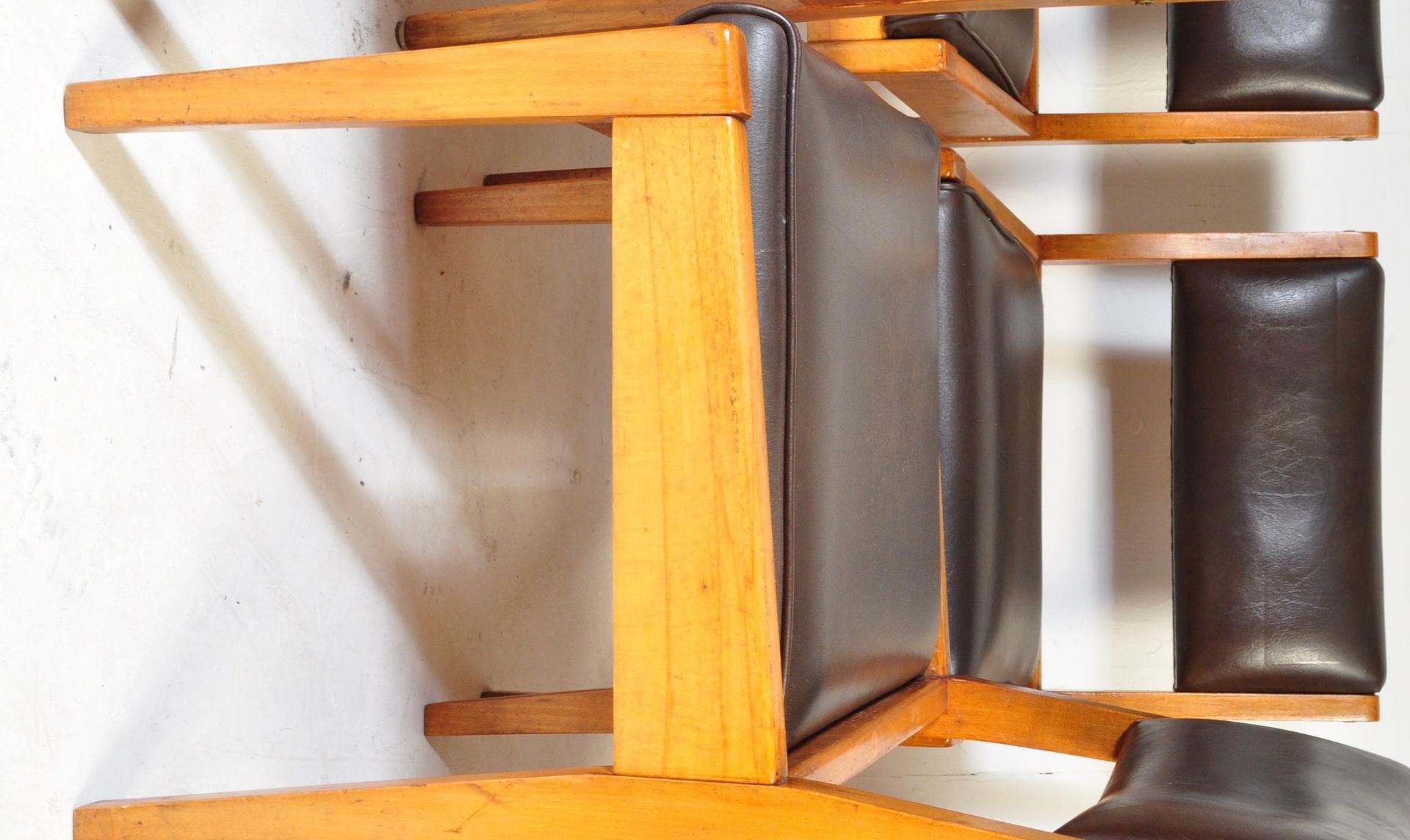 EIGHT RETRO MID 20TH CENTURY FAUX LEATHER & TEAK DINING CHAIRS - Image 3 of 3