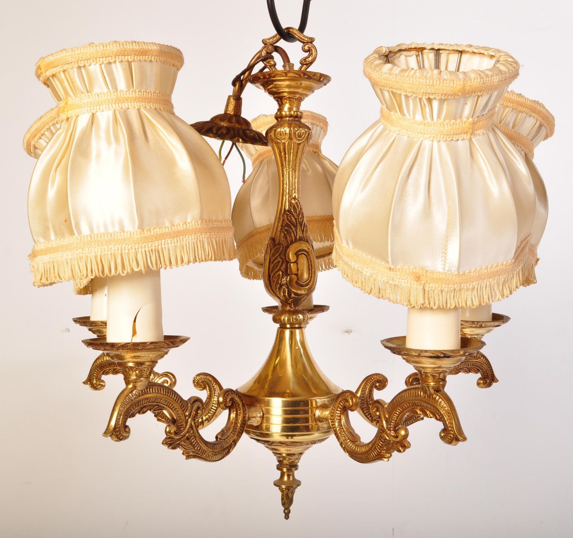 PAIR OF 20TH CENTURY BRASS CHANDELIERS & WALL LIGHTS - Image 2 of 4