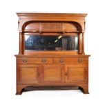 VICTORIAN ARTS & CRAFT OAK MIRROR BACK SIDEBOARD CREDENZA